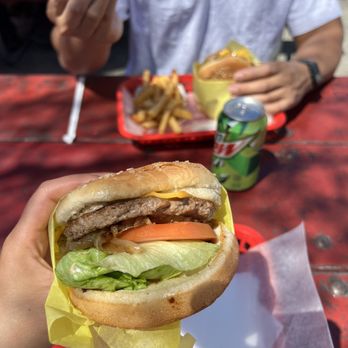 Close-up of a classic burger