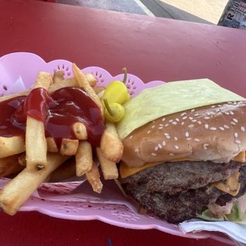 Burger and hot dog meal